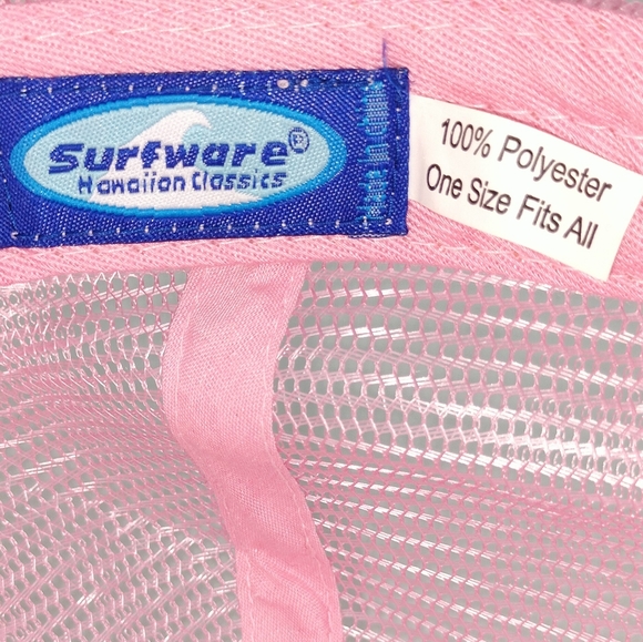 Surfware Hawaiian Classics Pink/Raffia Embroidered Snapback Trucker/Baseball Hat - Picture 7 of 7